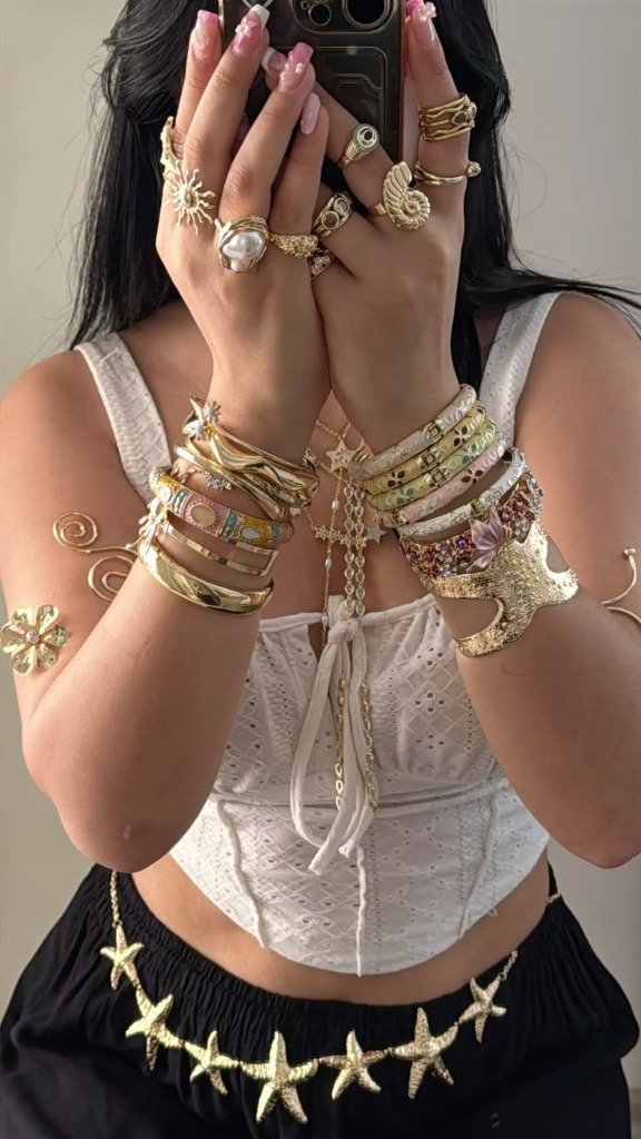 Gold Shell & Bangle Stack